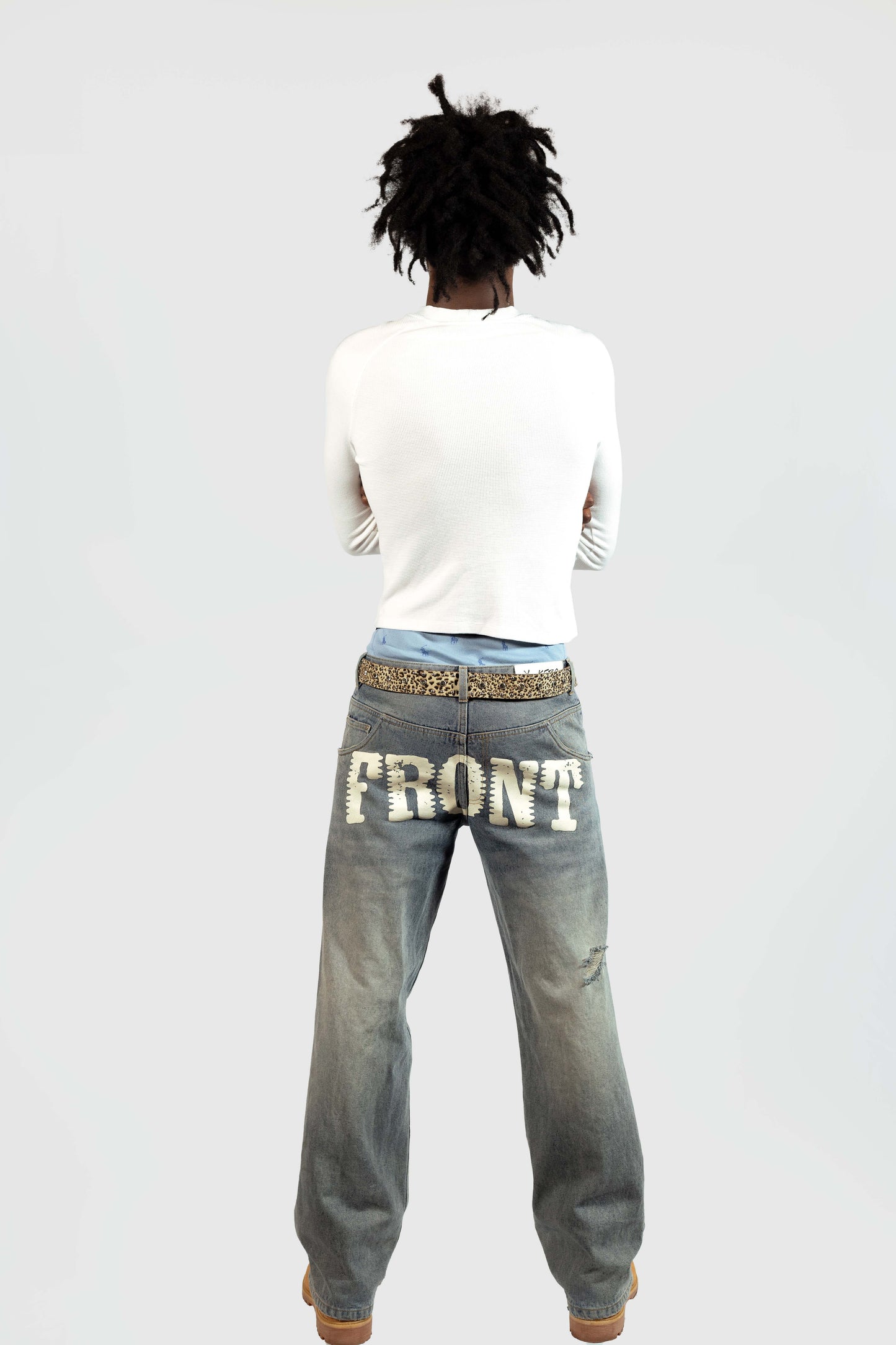 Leather Patched Backwards Denim