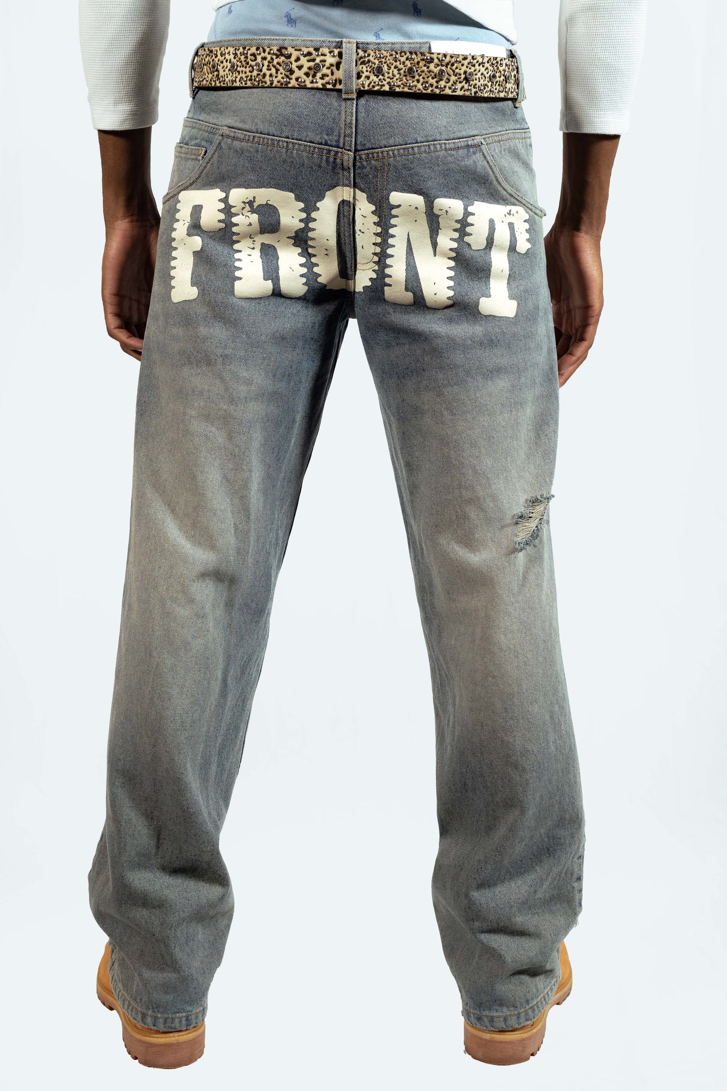 Leather Patched Backwards Denim